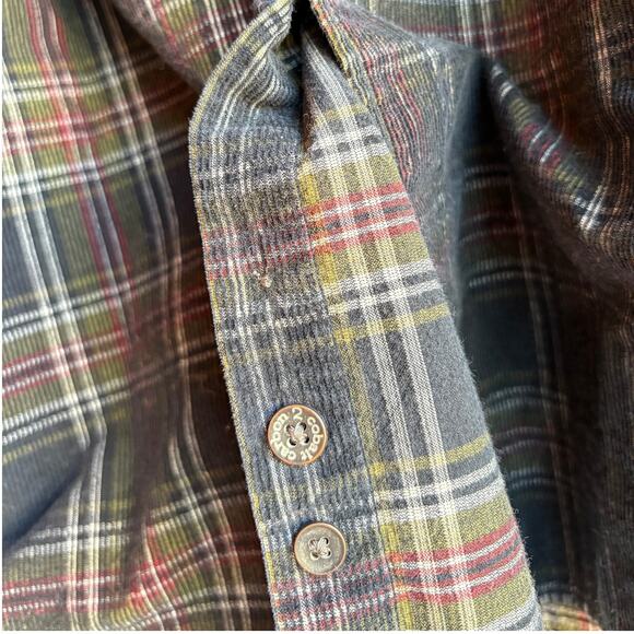 Carbon 2 Cobalt Mens Dark Plaid Corduroy Long Sleeve Button Down Shirt size XL - Picture 6 of 7